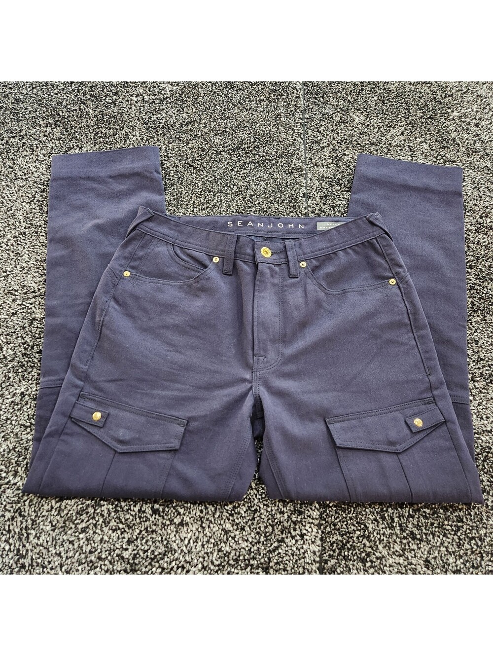 Sean John Mercer Slim Straight Blue Cotton Cargo Pants Jeans Men's Size 32